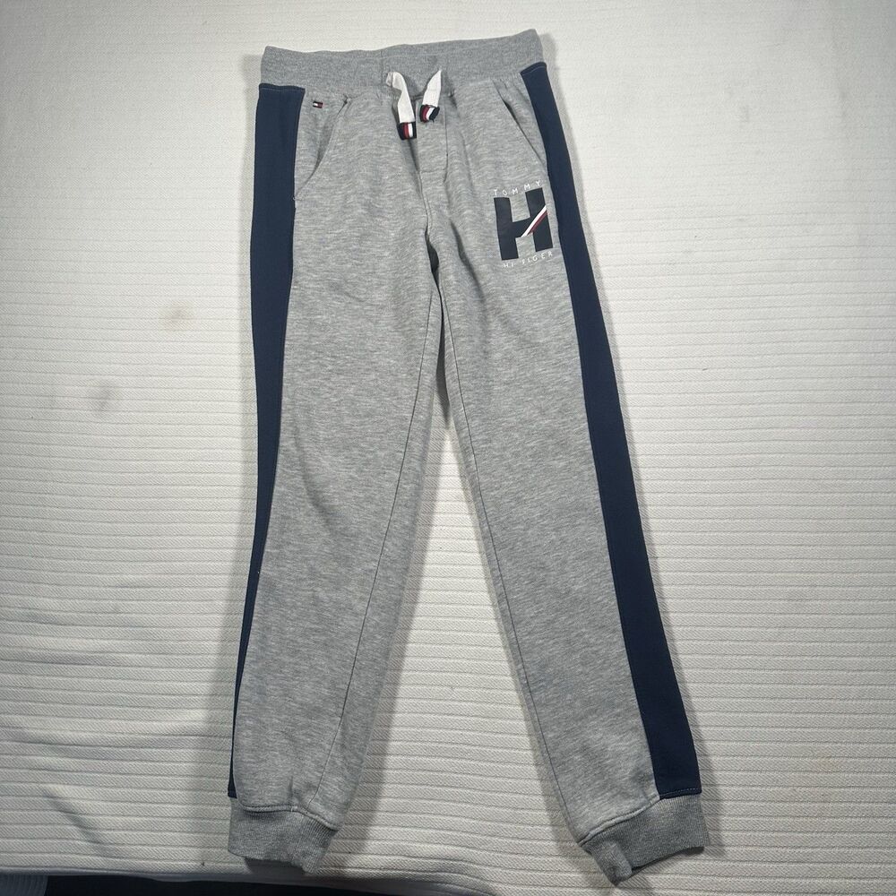 Tommy Hilfiger Boys Jogger Sweatpants Size M (12/14) Gray Logo Athletic